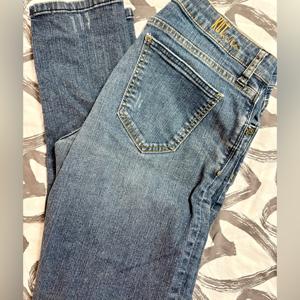 Kut from Kloth Katy Boyfriend slightly distressed Blue Straight Leg Denim